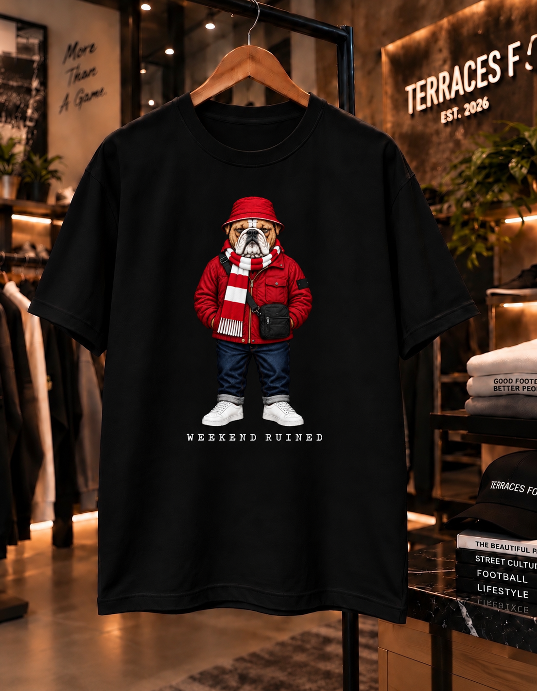 Weekend Ruined - Terraces Bulldog Streetwear Football Oversized Boxy T-Shirt