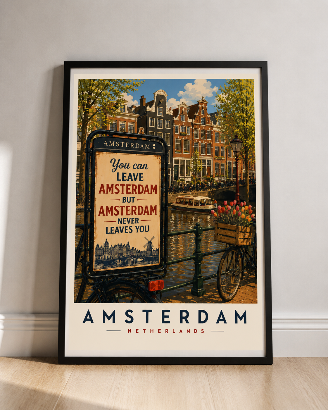 Amsterdam Fine Art Travel Poster — 'You Can Leave Amsterdam But Amsterdam Never Leaves You' - Amsterdam Travel Poster