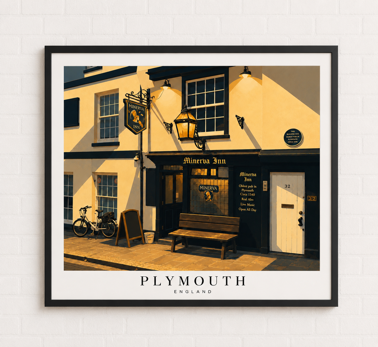 Minerva Inn Plymouth England Rolled Poster — Minerva Inn Vintage Street Scene