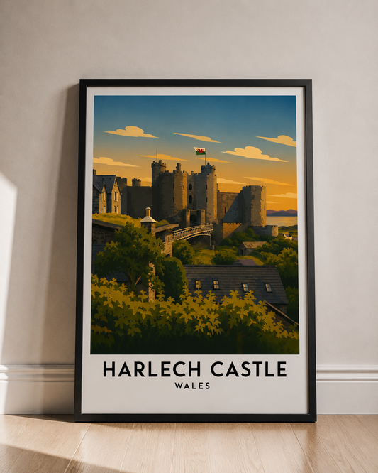 Harlech Castle Fine Art Poster — Vintage Wales Travel Print