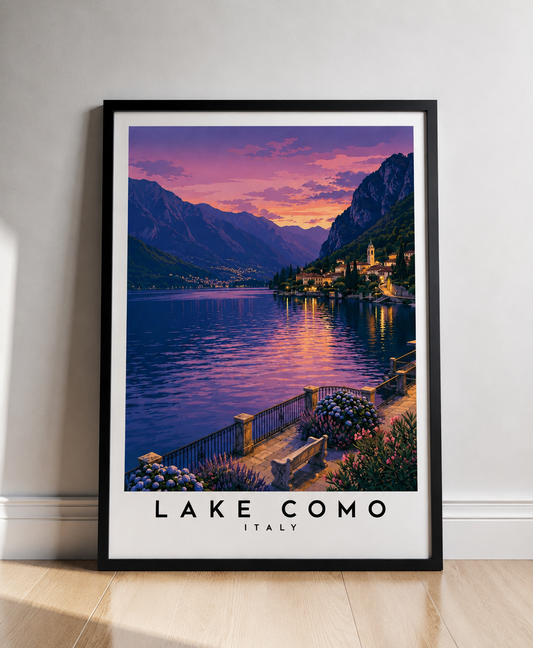 Lake Como Fine Art Poster - Vintage Travel Print of Italy - Lake Como Travel Poster