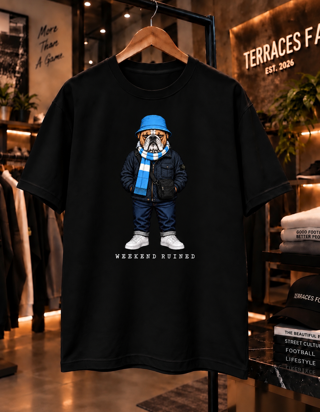 Weekend Ruined - Terraces Bulldog Streetwear Football Oversized Boxy T-Shirt