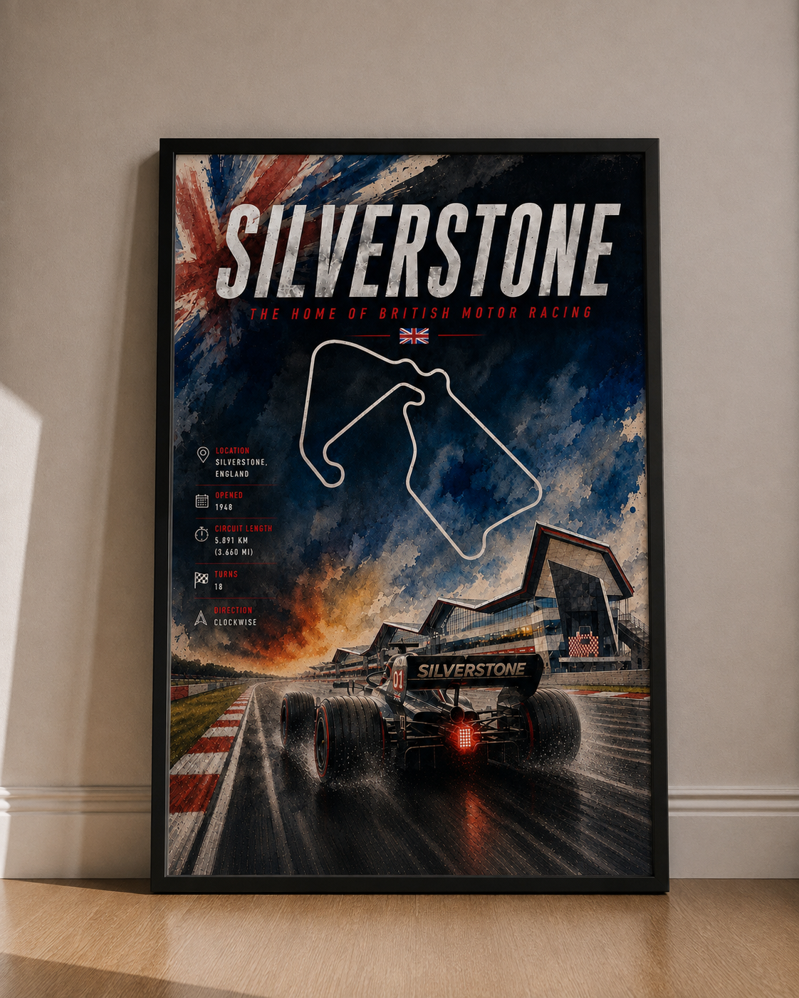 Silverstone Race Track Fine Art Poster - Vintage British Grand Prix Print - Silverstone Poster