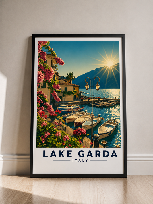 Lake Garda Fine Art Poster — Vintage Travel Print of Italy - Lake Garda Travel Poster