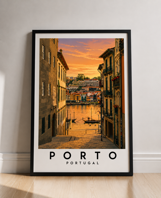 Porto Portugal Travel Art Poster - Vintage Cityscape Fine Art Print - Porto Travel Poster