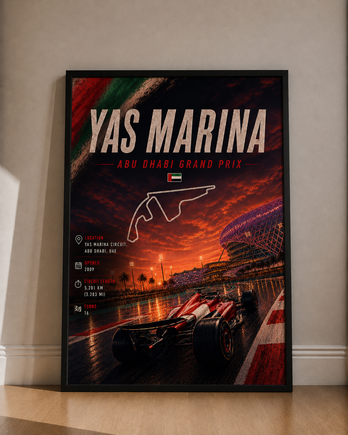 Yas Marina Abu Dhabi Grand Prix Fine Art Poster — Racing Track Print