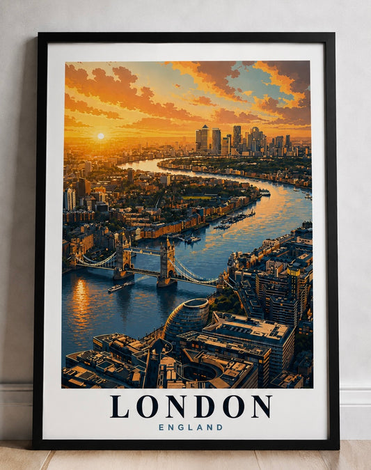 London Sunset Cityscape Poster - Fine Art Travel Print - London Travel Poster