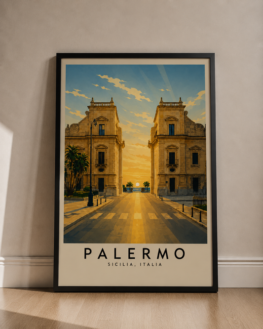 Palermo Travel Art Poster — Vintage Sicily Street Print - Palermo Travel Poster