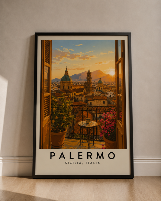 Palermo Travel Art Poster — Vintage Sicily Street Print - Palermo Travel Poster