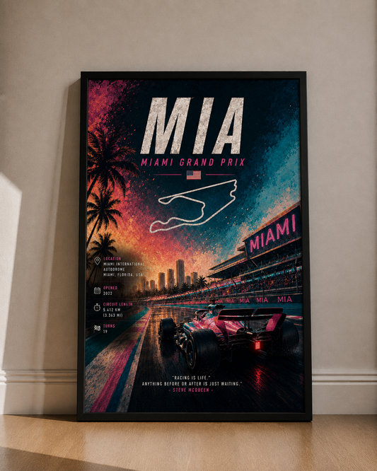 Miami Grand Prix Racing Poster — Miami Fine Art Print - Miami Track Map Poster