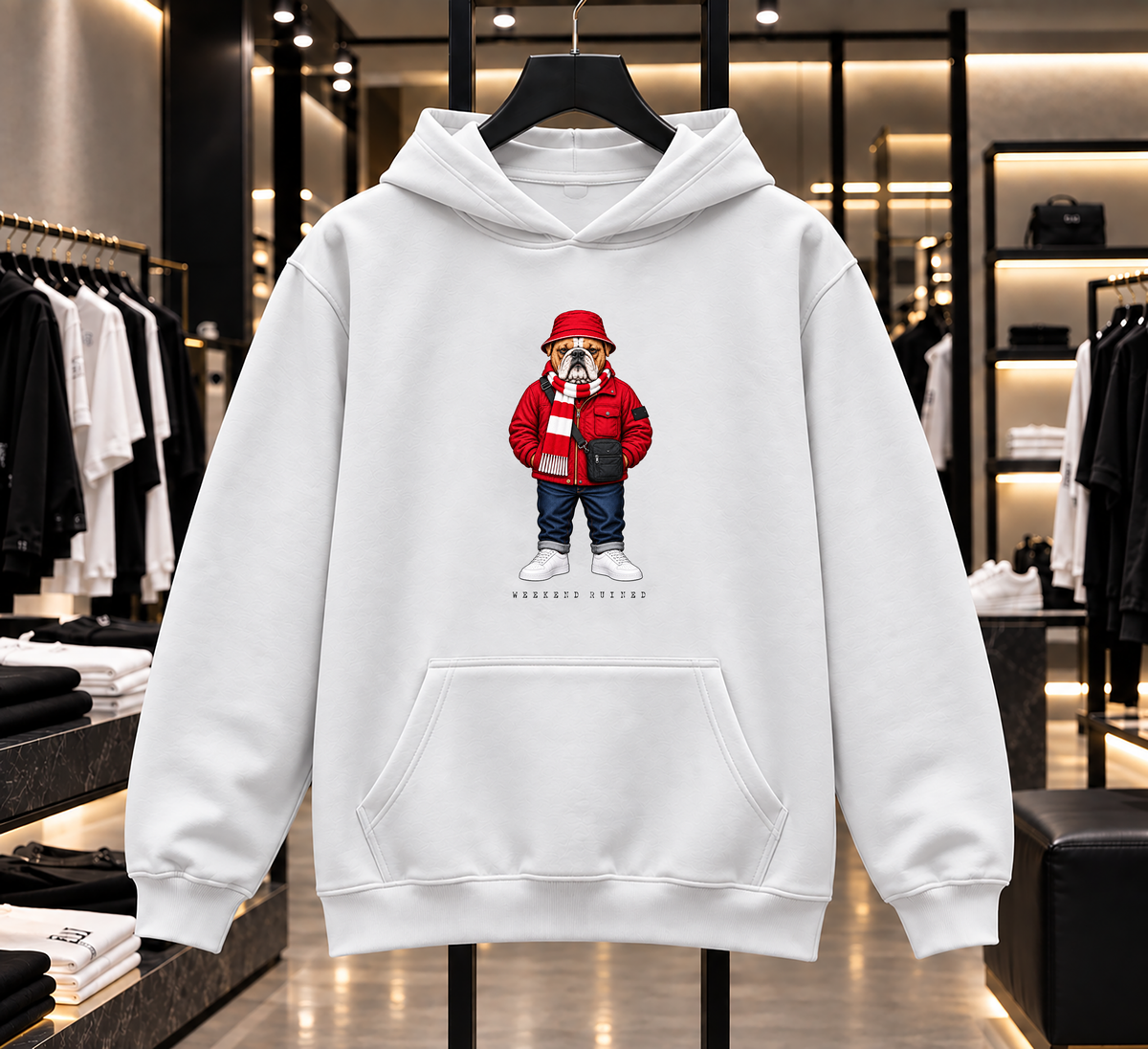 Weekend Ruined - Terraces Bulldog Streetwear Football Hoodie - Heavyweight Relaxed Fit
