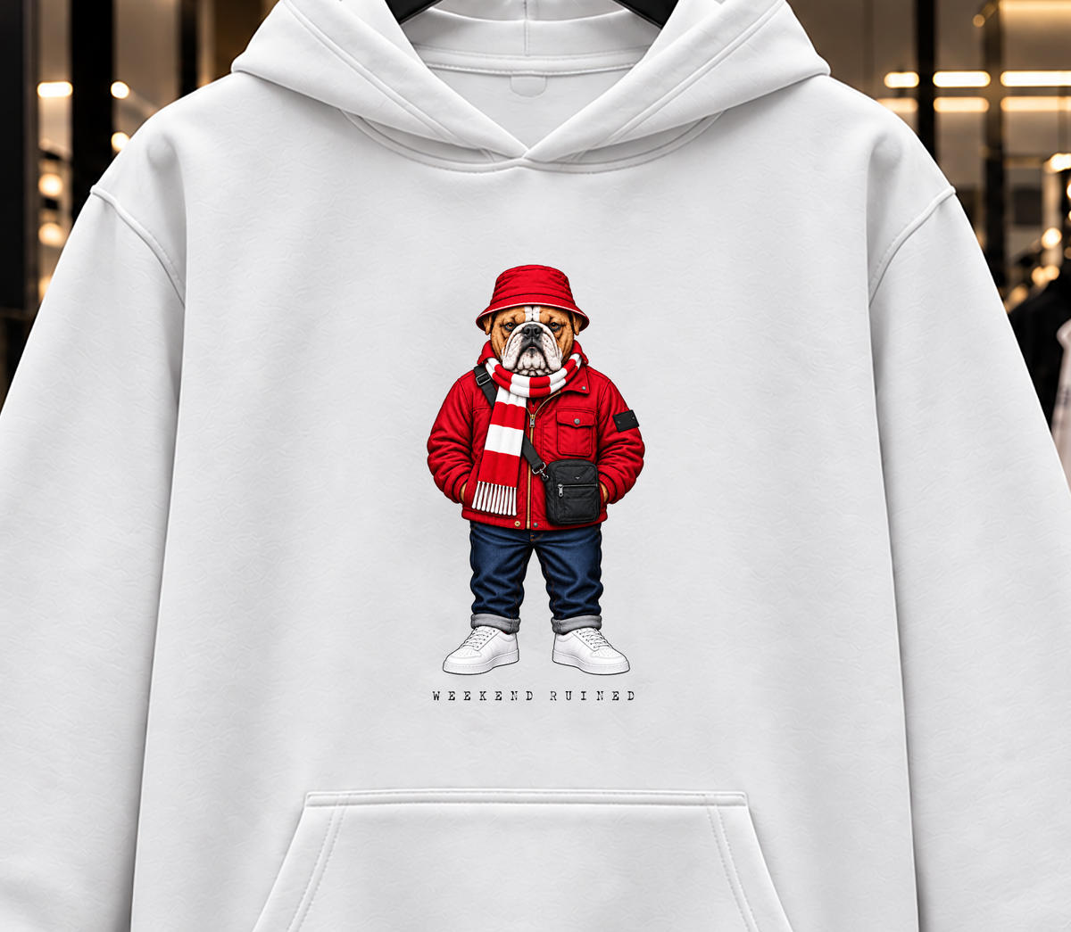 Weekend Ruined - Terraces Bulldog Streetwear Football Hoodie - Heavyweight Relaxed Fit