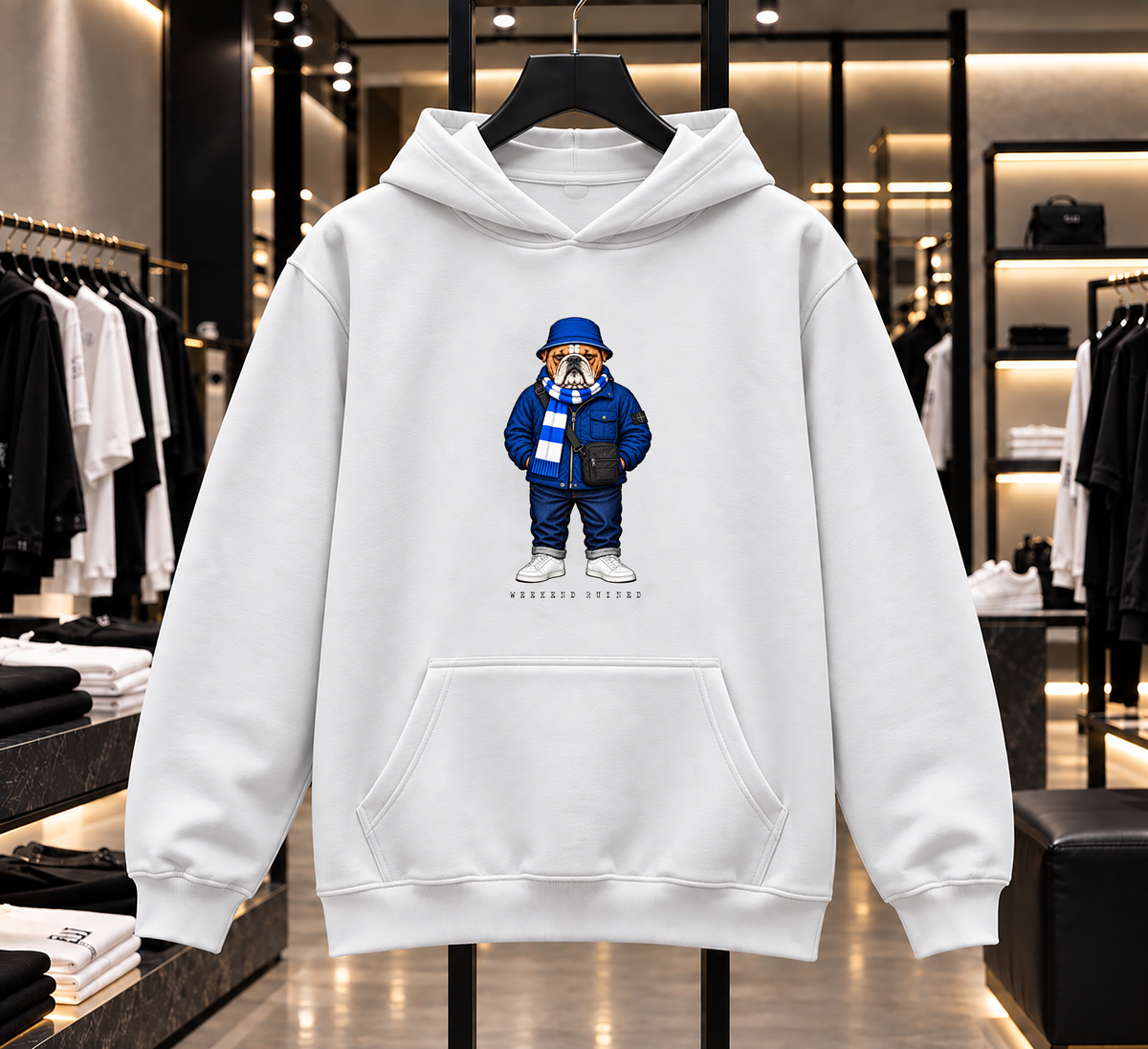 Weekend Ruined - Terraces Bulldog Streetwear Football Hoodie - Heavyweight Relaxed Fit