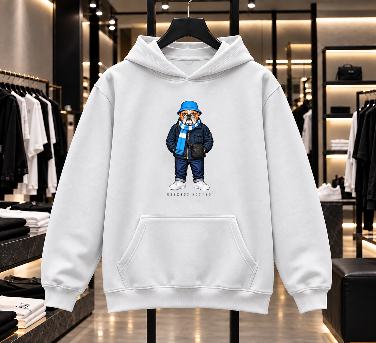 Weekend Ruined - Terraces Bulldog Streetwear Football Hoodie - Heavyweight Relaxed Fit