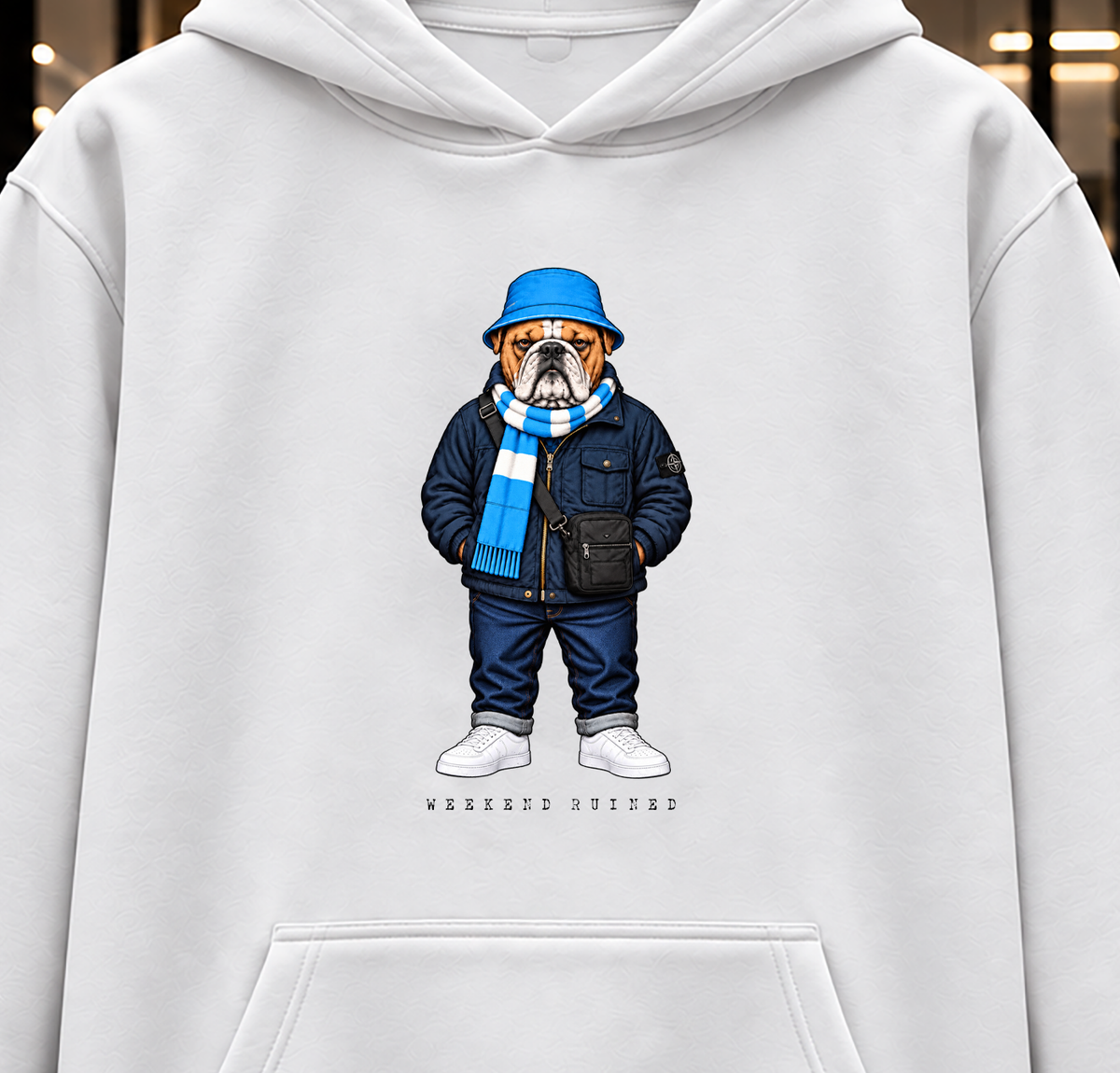 Weekend Ruined - Terraces Bulldog Streetwear Football Hoodie - Heavyweight Relaxed Fit