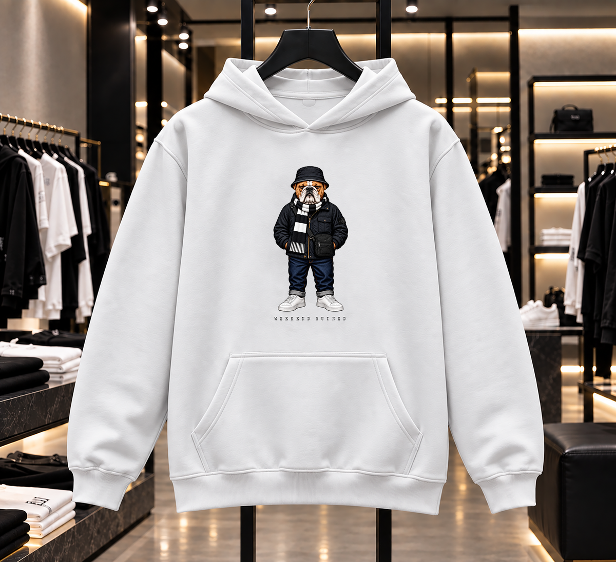 Weekend Ruined - Terraces Bulldog Streetwear Football Hoodie - Heavyweight Relaxed Fit
