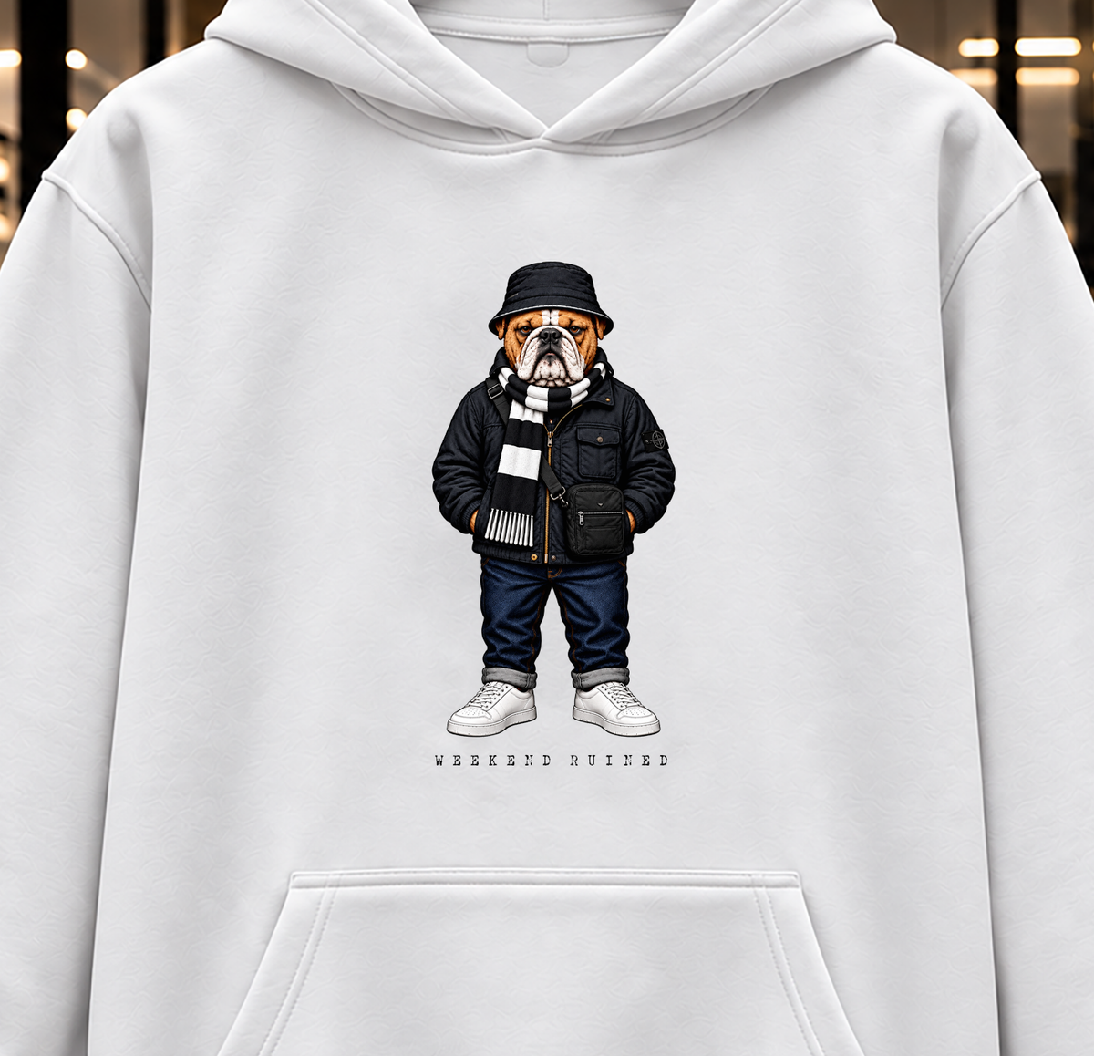 Weekend Ruined - Terraces Bulldog Streetwear Football Hoodie - Heavyweight Relaxed Fit