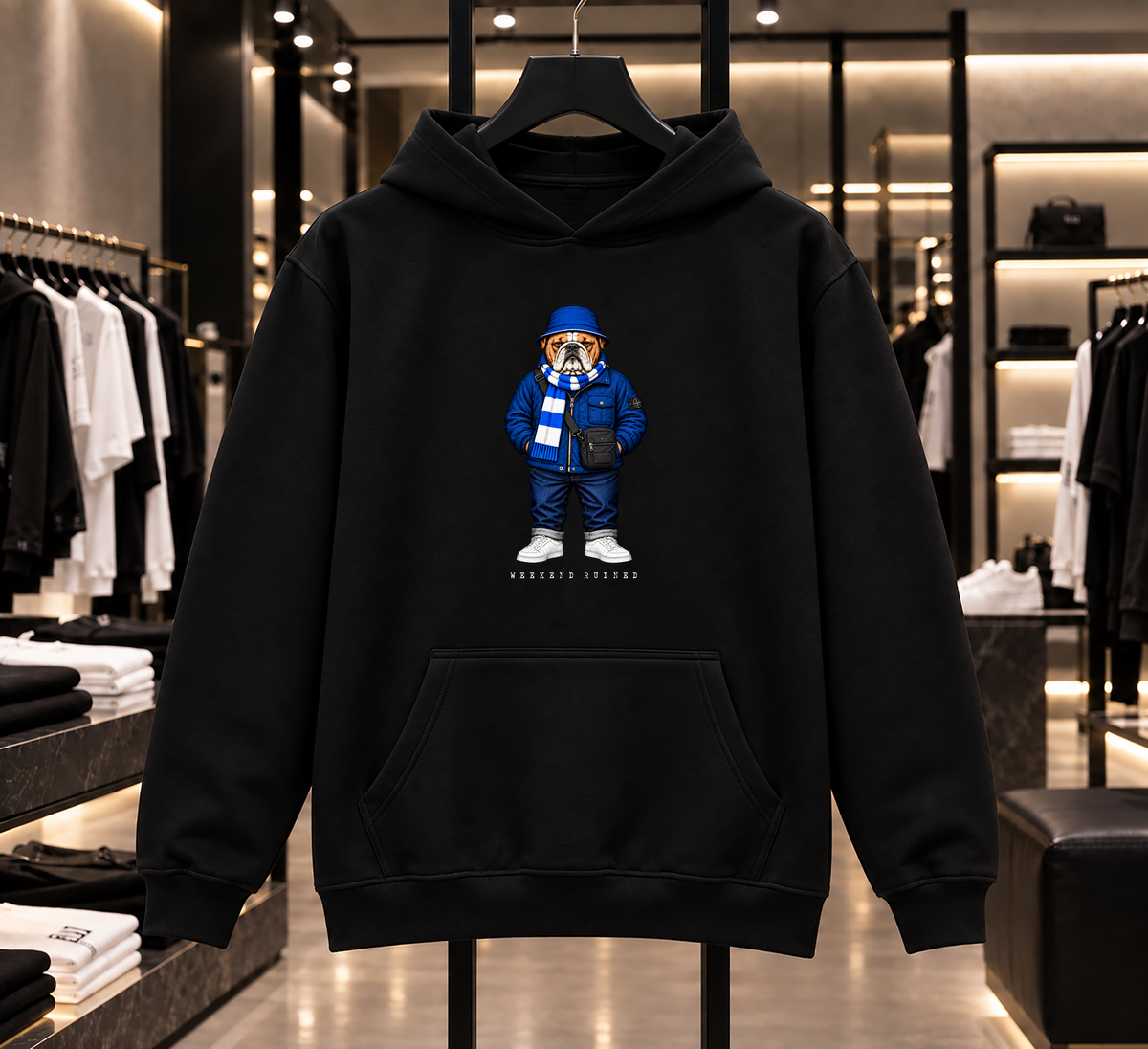 Weekend Ruined - Terraces Bulldog Streetwear Football Hoodie - Heavyweight Relaxed Fit