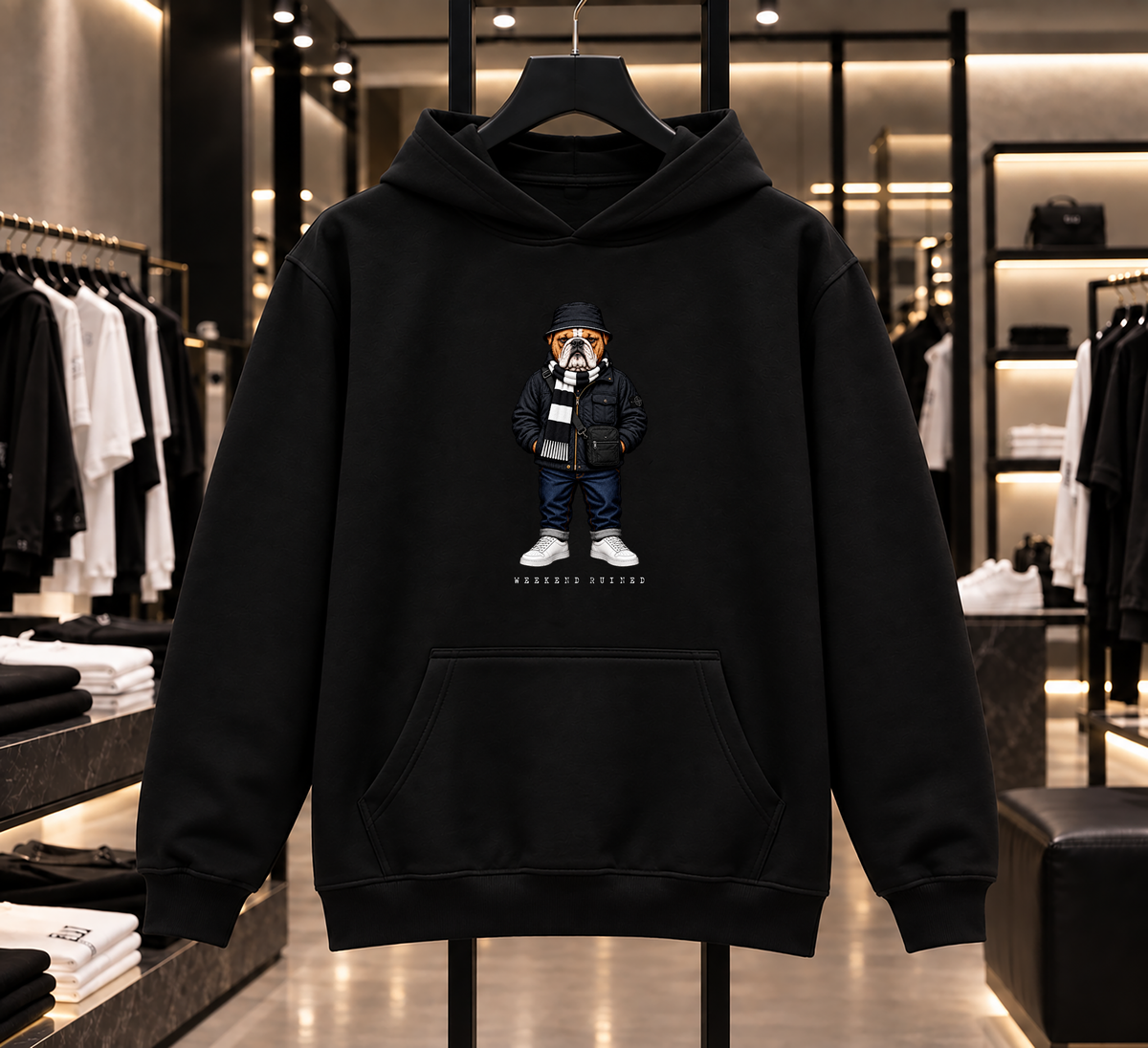 Weekend Ruined - Terraces Bulldog Streetwear Football Hoodie - Heavyweight Relaxed Fit