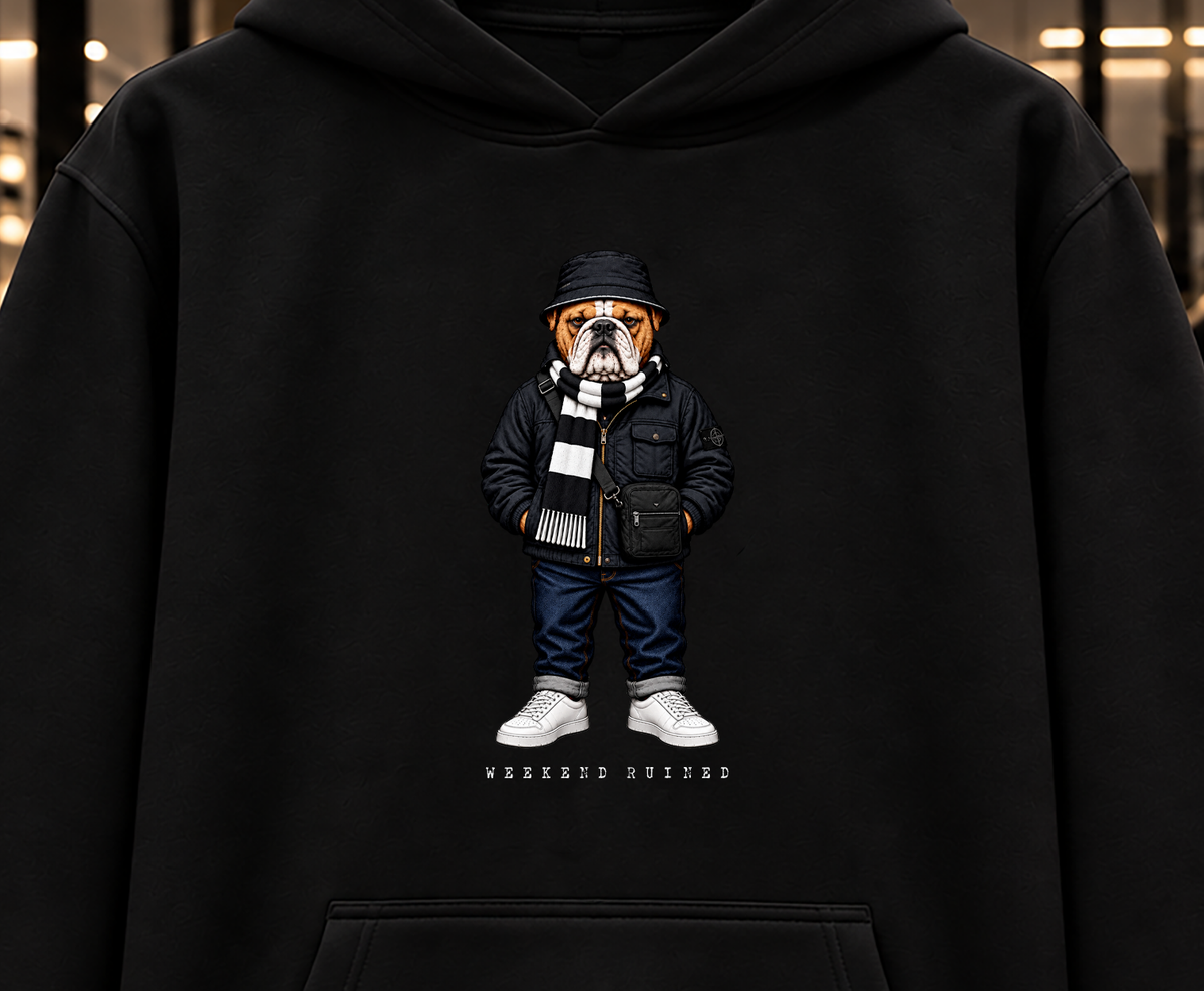 Weekend Ruined - Terraces Bulldog Streetwear Football Hoodie - Heavyweight Relaxed Fit