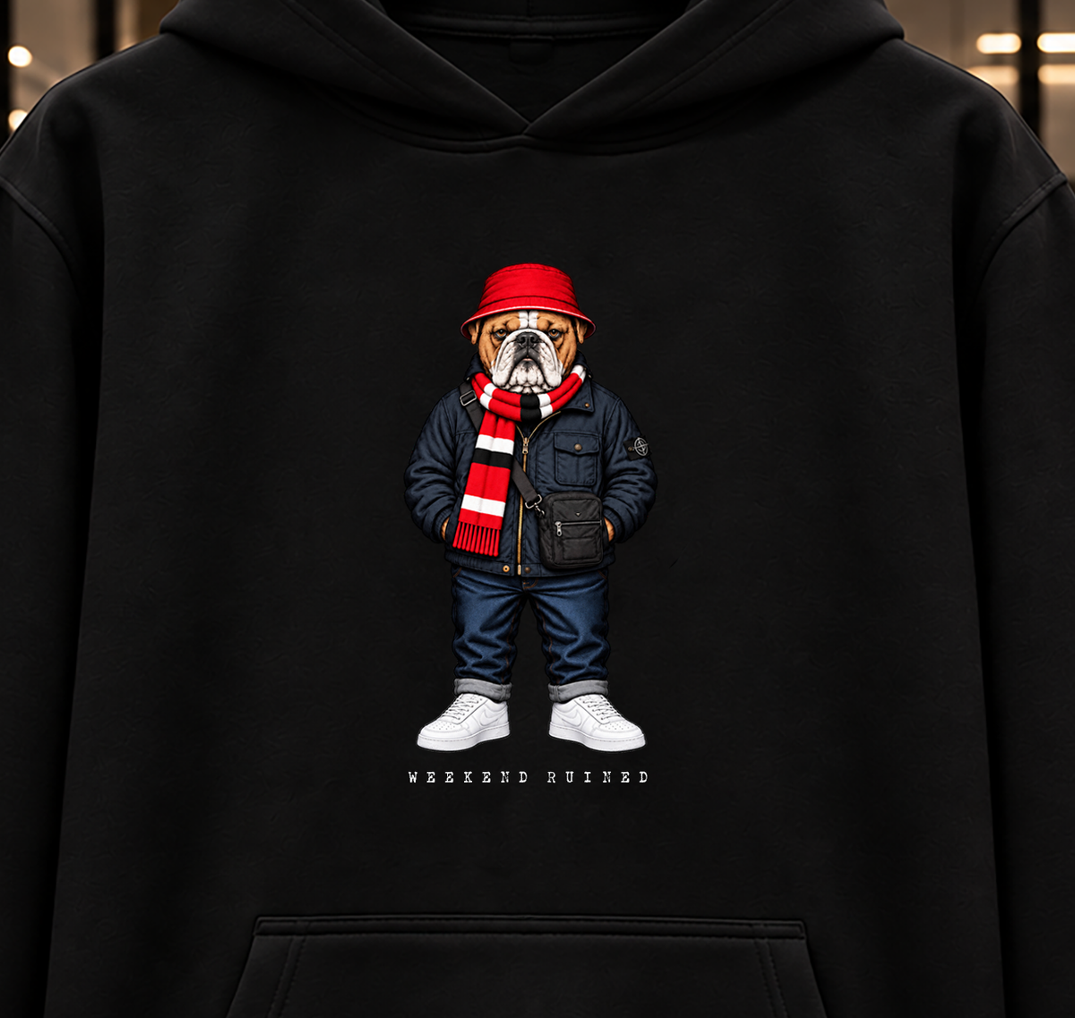 Weekend Ruined - Terraces Bulldog Streetwear Football Hoodie - Heavyweight Relaxed Fit